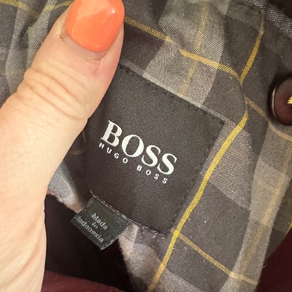 Hugo Boss Wine Red Blazer with Plaid Inner Coat Accents - Picture 3 of 5